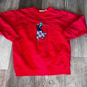 Vintage 70s 80s red Tee Wear for Her golf embroidered crewneck sweatshirt Med